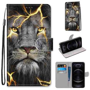 For iPhone 12 mini Coloured Drawing Cross Texture Horizontal Flip Leather Case with Holder & Card Slots & Wallet & Lanyard(Fission Lion)