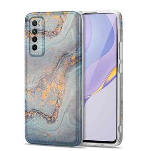 For Huawei nova 7 5G TPU Gilt Marble Pattern Protective Case(Light Blue)