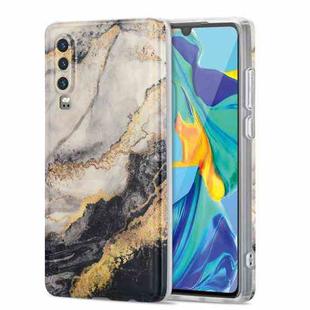 For Huawei P30 TPU Gilt Marble Pattern Protective Case(Black Grey)