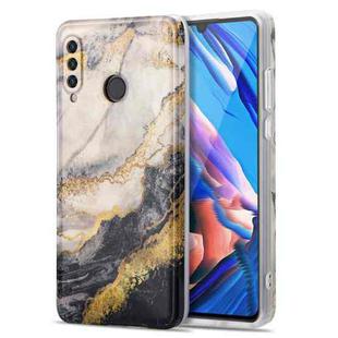 For Huawei P30 Lite TPU Gilt Marble Pattern Protective Case(Black Grey)
