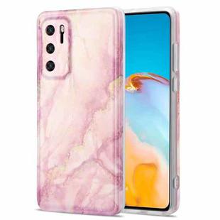 For Huawei P40 TPU Gilt Marble Pattern Protective Case(Pink)