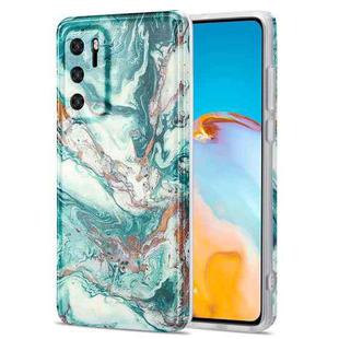 For Huawei P40 TPU Gilt Marble Pattern Protective Case(Green)