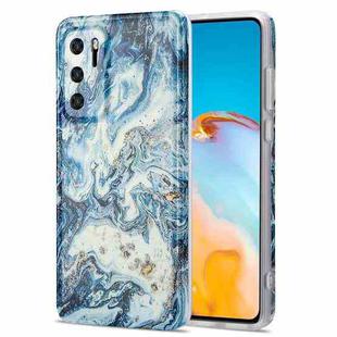 For Huawei P40 TPU Gilt Marble Pattern Protective Case(Blue)