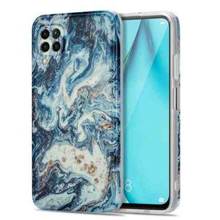 For Huawei P40 Lite TPU Gilt Marble Pattern Protective Case(Blue)