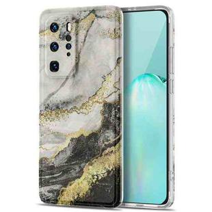 For Huawei P40 Pro TPU Gilt Marble Pattern Protective Case(Black Grey)