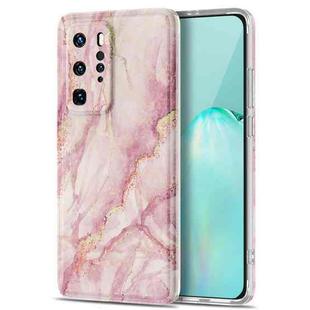 For Huawei P40 Pro TPU Gilt Marble Pattern Protective Case(Pink)