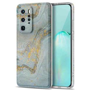 For Huawei P40 Pro TPU Gilt Marble Pattern Protective Case(Light Blue)