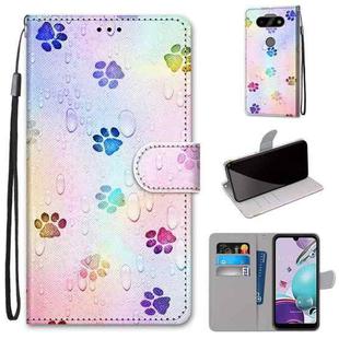 For LG K31 Coloured Drawing Cross Texture Horizontal Flip PU Leather Case with Holder & Card Slots & Wallet & Lanyard(Footprint Water Drops)