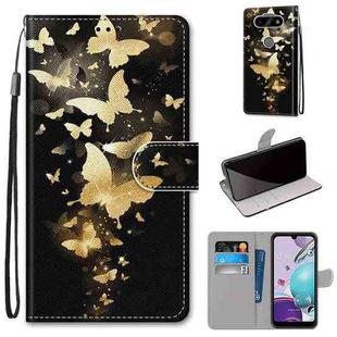 For LG K31 Coloured Drawing Cross Texture Horizontal Flip PU Leather Case with Holder & Card Slots & Wallet & Lanyard(Golden Butterfly Group)