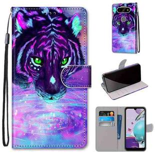 For LG K31 Coloured Drawing Cross Texture Horizontal Flip PU Leather Case with Holder & Card Slots & Wallet & Lanyard(Tiger Drinking Water)
