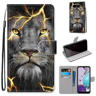 For LG K31 Coloured Drawing Cross Texture Horizontal Flip PU Leather Case with Holder & Card Slots & Wallet & Lanyard(Fission Lion)