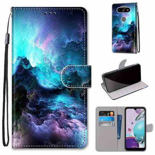 For LG K31 Coloured Drawing Cross Texture Horizontal Flip PU Leather Case with Holder & Card Slots & Wallet & Lanyard(Colorful Clouds)