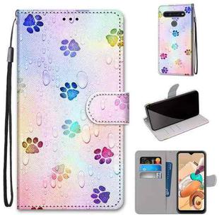 For LG K41S / K51S Coloured Drawing Cross Texture Horizontal Flip PU Leather Case with Holder & Card Slots & Wallet & Lanyard(Footprint Water Drops)