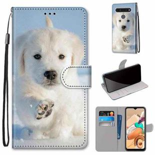 For LG K41S / K51S Coloured Drawing Cross Texture Horizontal Flip PU Leather Case with Holder & Card Slots & Wallet & Lanyard(Snow Puppy)