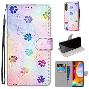 For LG Velvet Coloured Drawing Cross Texture Horizontal Flip PU Leather Case with Holder & Card Slots & Wallet & Lanyard(Footprint Water Drops)