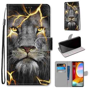 For LG Velvet Coloured Drawing Cross Texture Horizontal Flip PU Leather Case with Holder & Card Slots & Wallet & Lanyard(Fission Lion)