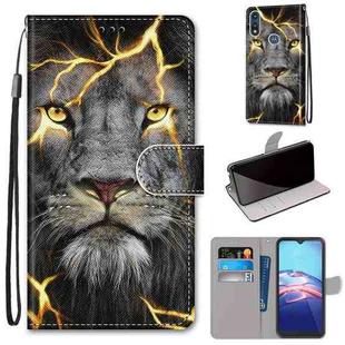 For Motorola Moto E (2020) Coloured Drawing Cross Texture Horizontal Flip PU Leather Case with Holder & Card Slots & Wallet & Lanyard(Fission Lion)