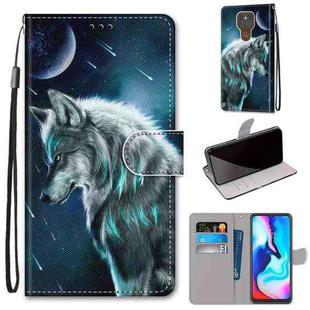 For Motorola Moto E7 Plus / G9 Play / G9 Coloured Drawing Cross Texture Horizontal Flip PU Leather Case with Holder & Card Slots & Wallet & Lanyard(Contemplative Wolf)