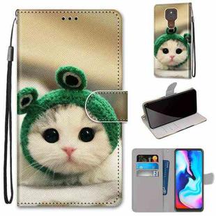 For Motorola Moto E7 Plus / G9 Play / G9 Coloured Drawing Cross Texture Horizontal Flip PU Leather Case with Holder & Card Slots & Wallet & Lanyard(Frog Kitten)