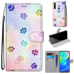 For Motorola Moto G Power (2020) Coloured Drawing Cross Texture Horizontal Flip PU Leather Case with Holder & Card Slots & Wallet & Lanyard(Footprint Water Drops)