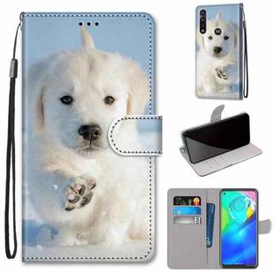 For Motorola Moto G Power (2020) Coloured Drawing Cross Texture Horizontal Flip PU Leather Case with Holder & Card Slots & Wallet & Lanyard(Snow Puppy)