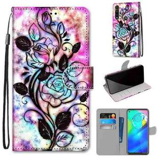 For Motorola Moto G Power (2020) Coloured Drawing Cross Texture Horizontal Flip PU Leather Case with Holder & Card Slots & Wallet & Lanyard(Color Background Hollow Flower)