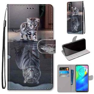 For Motorola Moto G Power (2020) Coloured Drawing Cross Texture Horizontal Flip PU Leather Case with Holder & Card Slots & Wallet & Lanyard(Cat Becomes Tiger)