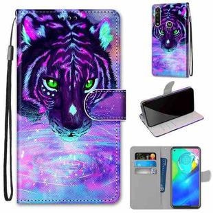 For Motorola Moto G Power (2020) Coloured Drawing Cross Texture Horizontal Flip PU Leather Case with Holder & Card Slots & Wallet & Lanyard(Tiger Drinking Water)