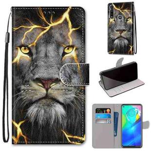 For Motorola Moto G Power (2020) Coloured Drawing Cross Texture Horizontal Flip PU Leather Case with Holder & Card Slots & Wallet & Lanyard(Fission Lion)