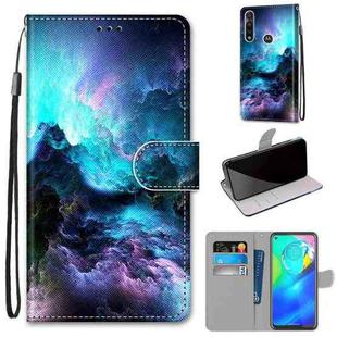 For Motorola Moto G Power (2020) Coloured Drawing Cross Texture Horizontal Flip PU Leather Case with Holder & Card Slots & Wallet & Lanyard(Colorful Clouds)