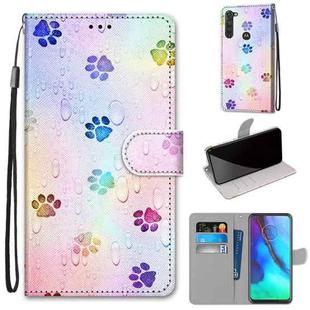 For Motorola Moto G Stylus (2020) Coloured Drawing Cross Texture Horizontal Flip PU Leather Case with Holder & Card Slots & Wallet & Lanyard(Footprint Water Drops)