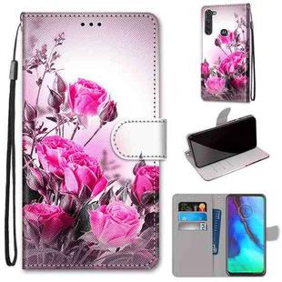 For Motorola Moto G Stylus (2020) Coloured Drawing Cross Texture Horizontal Flip PU Leather Case with Holder & Card Slots & Wallet & Lanyard(Wild Rose)