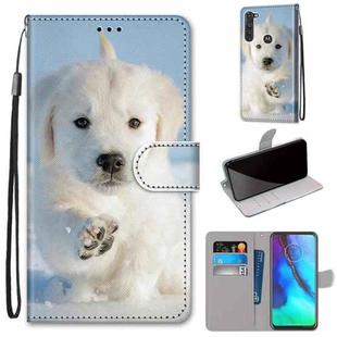 For Motorola Moto G Stylus (2020) Coloured Drawing Cross Texture Horizontal Flip PU Leather Case with Holder & Card Slots & Wallet & Lanyard(Snow Puppy)