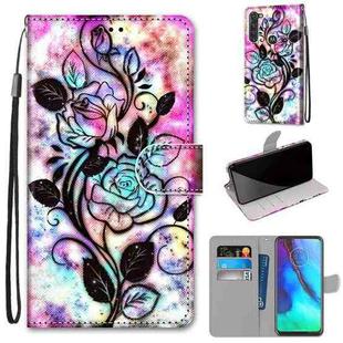 For Motorola Moto G Stylus (2020) Coloured Drawing Cross Texture Horizontal Flip PU Leather Case with Holder & Card Slots & Wallet & Lanyard(Color Background Hollow Flower)