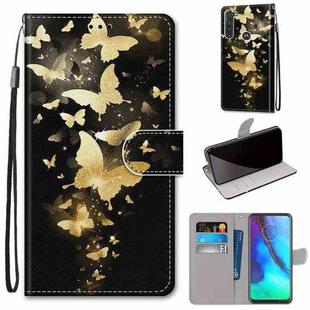 For Motorola Moto G Stylus (2020) Coloured Drawing Cross Texture Horizontal Flip PU Leather Case with Holder & Card Slots & Wallet & Lanyard(Golden Butterfly Group)