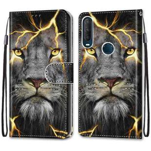 For Alcatel 1SE 2020 Coloured Drawing Cross Texture Horizontal Flip PU Leather Case with Holder & Card Slots & Wallet & Lanyard(Fission Lion)