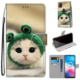 For Alcatel 3X 2020 Coloured Drawing Cross Texture Horizontal Flip PU Leather Case with Holder & Card Slots & Wallet & Lanyard(Frog Kitten)