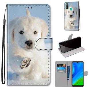For Huawei P Smart (2020) Coloured Drawing Cross Texture Horizontal Flip PU Leather Case with Holder & Card Slots & Wallet & Lanyard(Snow Puppy)
