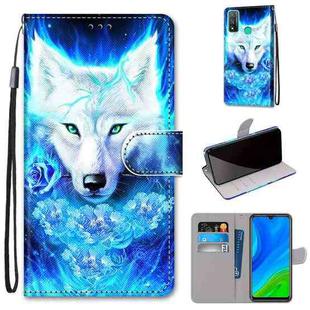 For Huawei P Smart (2020) Coloured Drawing Cross Texture Horizontal Flip PU Leather Case with Holder & Card Slots & Wallet & Lanyard(Dick Rose Wolf)