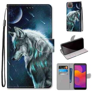 For Huawei Y5p / Honor 9S Coloured Drawing Cross Texture Horizontal Flip PU Leather Case with Holder & Card Slots & Wallet & Lanyard(Contemplative Wolf)