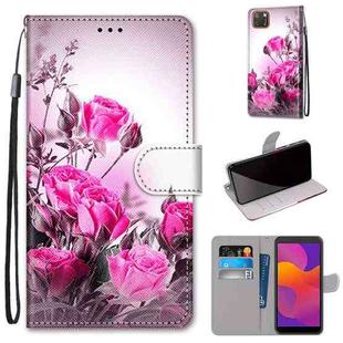 For Huawei Y5p / Honor 9S Coloured Drawing Cross Texture Horizontal Flip PU Leather Case with Holder & Card Slots & Wallet & Lanyard(Wild Rose)