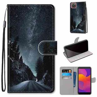 For Huawei Y5p / Honor 9S Coloured Drawing Cross Texture Horizontal Flip PU Leather Case with Holder & Card Slots & Wallet & Lanyard(Mountain Road Starry Sky)