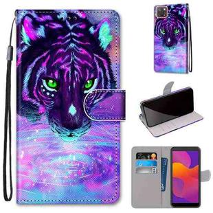 For Huawei Y5p / Honor 9S Coloured Drawing Cross Texture Horizontal Flip PU Leather Case with Holder & Card Slots & Wallet & Lanyard(Tiger Drinking Water)