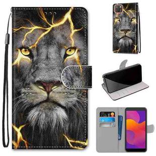 For Huawei Y5p / Honor 9S Coloured Drawing Cross Texture Horizontal Flip PU Leather Case with Holder & Card Slots & Wallet & Lanyard(Fission Lion)