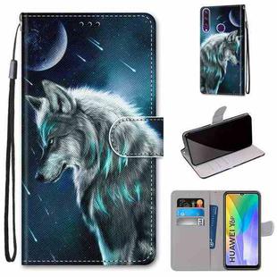 For Huawei Y6p Coloured Drawing Cross Texture Horizontal Flip PU Leather Case with Holder & Card Slots & Wallet & Lanyard(Contemplative Wolf)