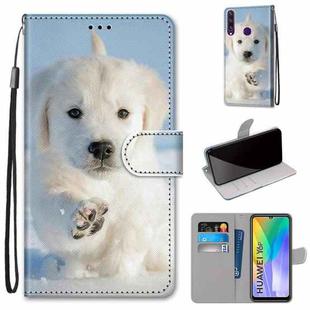 For Huawei Y6p Coloured Drawing Cross Texture Horizontal Flip PU Leather Case with Holder & Card Slots & Wallet & Lanyard(Snow Puppy)