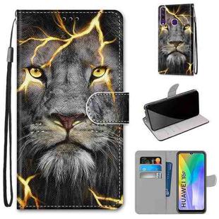 For Huawei Y6p Coloured Drawing Cross Texture Horizontal Flip PU Leather Case with Holder & Card Slots & Wallet & Lanyard(Fission Lion)
