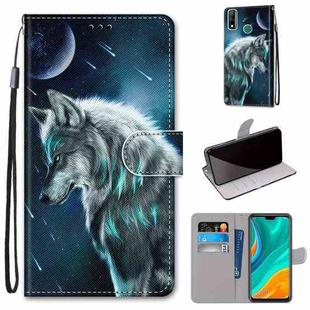 For Huawei Y8s Coloured Drawing Cross Texture Horizontal Flip PU Leather Case with Holder & Card Slots & Wallet & Lanyard(Contemplative Wolf)