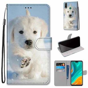 For Huawei Y8s Coloured Drawing Cross Texture Horizontal Flip PU Leather Case with Holder & Card Slots & Wallet & Lanyard(Snow Puppy)