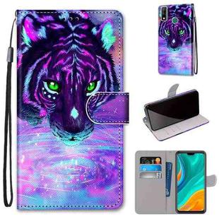 For Huawei Y8s Coloured Drawing Cross Texture Horizontal Flip PU Leather Case with Holder & Card Slots & Wallet & Lanyard(Tiger Drinking Water)